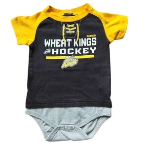 Reebok Wheat Kings Hockey Infant Onesie Black and Yellow
